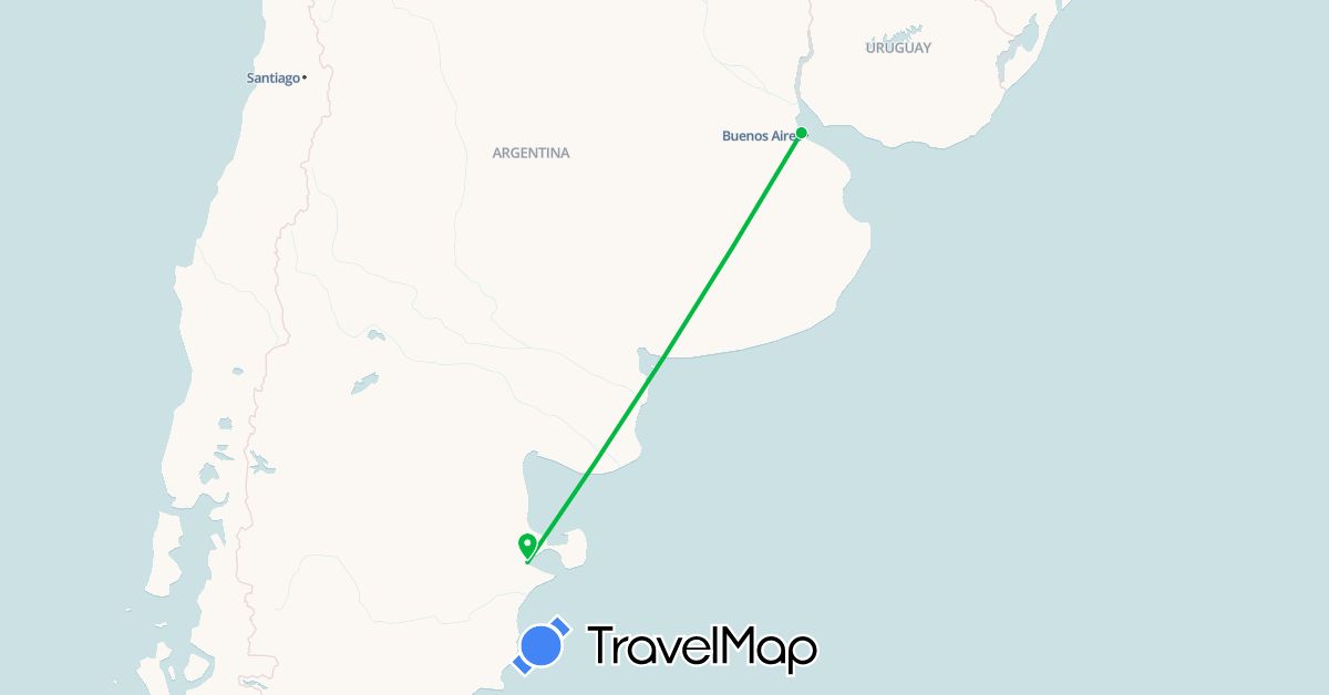 TravelMap itinerary: driving, bus in Argentina (South America)